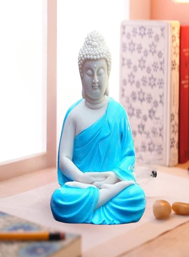 The Advitya تمثال بوذا أدفيتيا المتأمل جالسًا | هدية فريدة من نوعها، مصنوعة يدويًا من الرخام الصناعي، قطعة ديكور منزلي، تحفة فنية وفقًا لمبادئ فنغ شوي (أزرق، 5.5 بوصة)، تمثال - Image 5